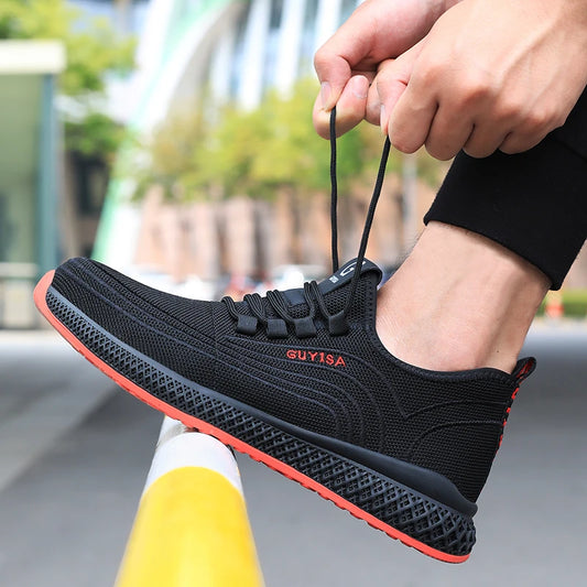 Men's work shoes with anti-crush and anti-puncture safety rubber soles for all seasons