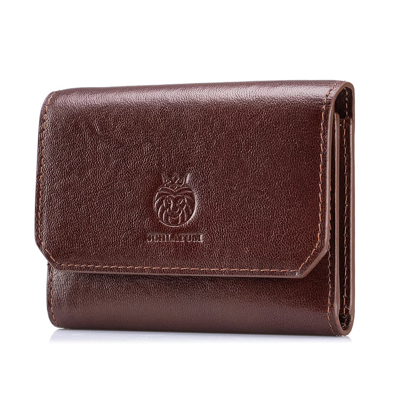 Genuine Leather Wallet for Men Minimalist Tri-Fold Purse with RFID Protection  Zipper Coin Pocket  Credit Card Slots