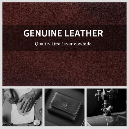 Genuine Leather Wallet for Men Minimalist Tri-Fold Purse with RFID Protection  Zipper Coin Pocket  Credit Card Slots